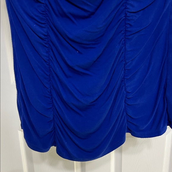 INC International Concepts Royal Blue Top Ruched Short Sleeve Flattering Fitted - Picture 8 of 10